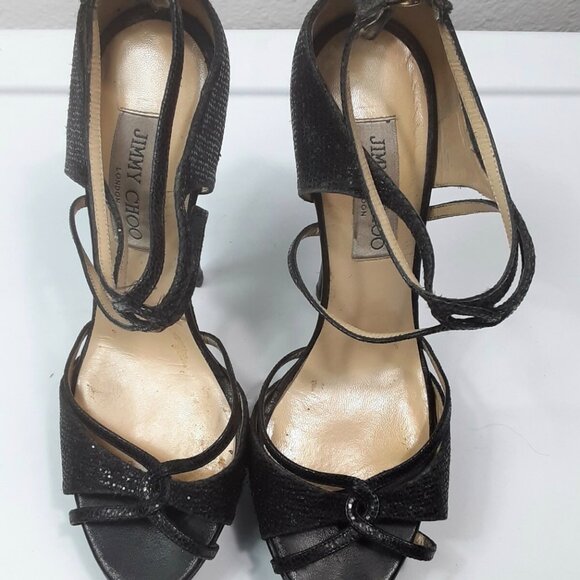 Jimmy Choo Women's Pumps Heels Black strappy - Picture 6 of 8